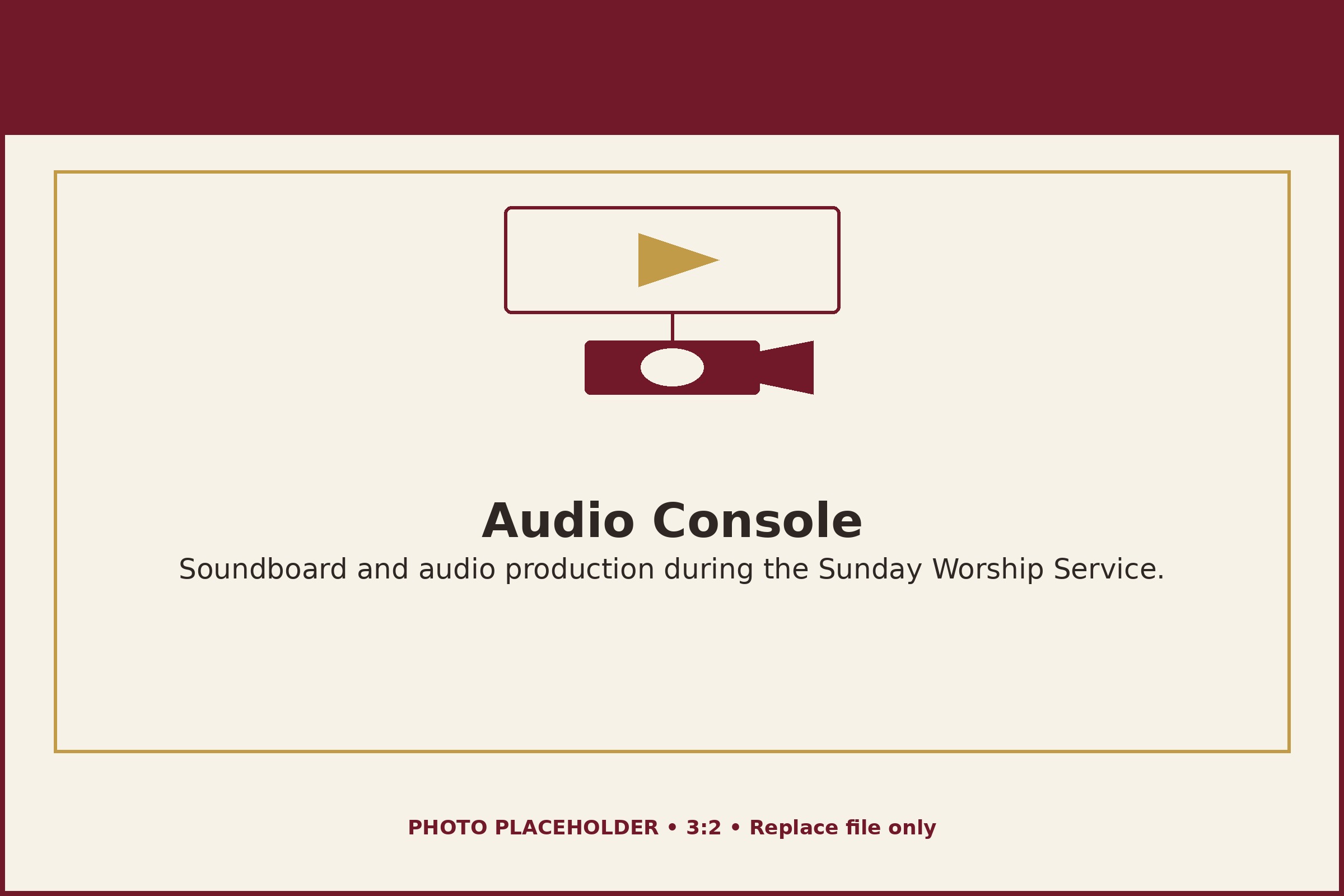 Audio console used during the Sunday Worship Service