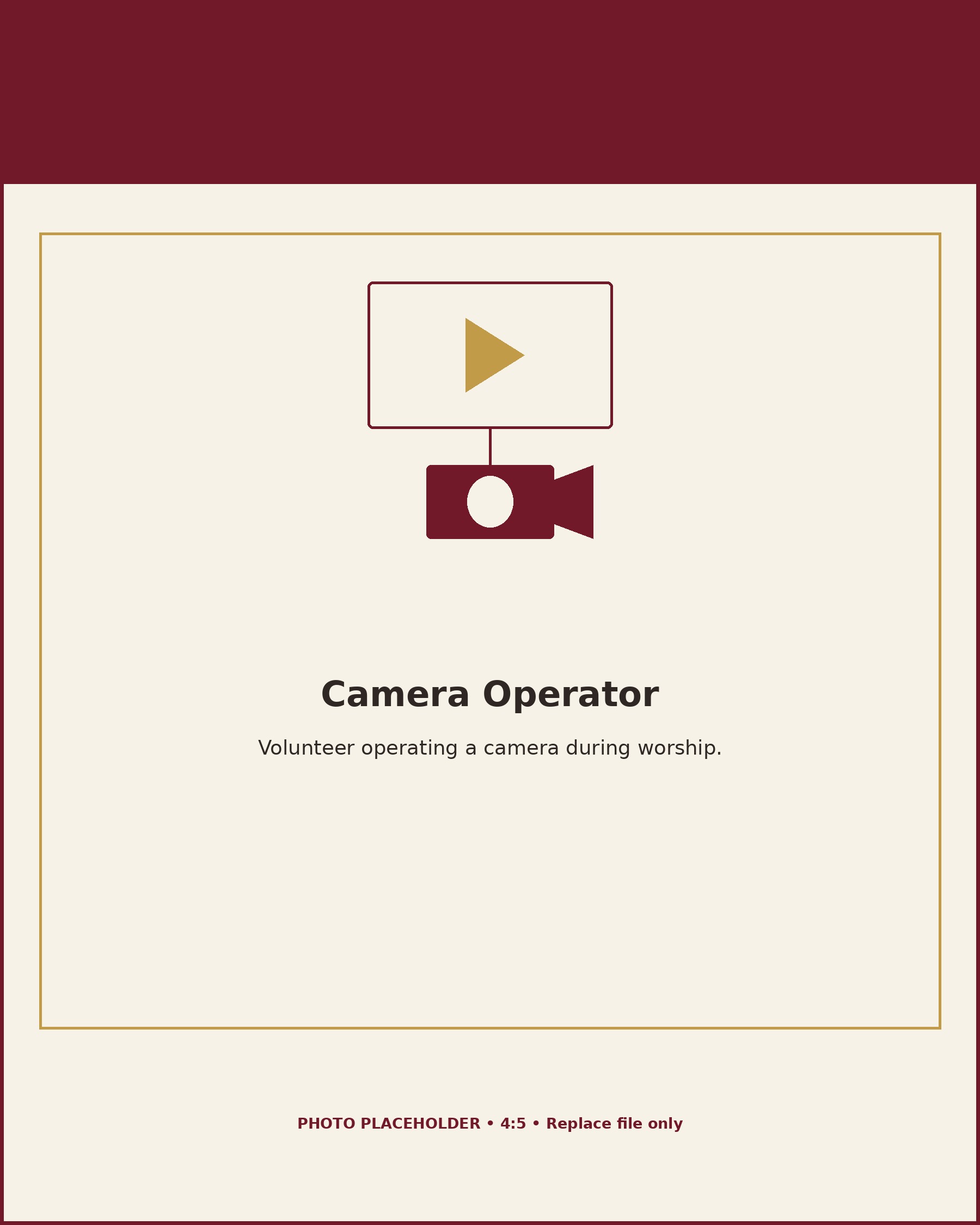 Volunteer operating a camera during worship